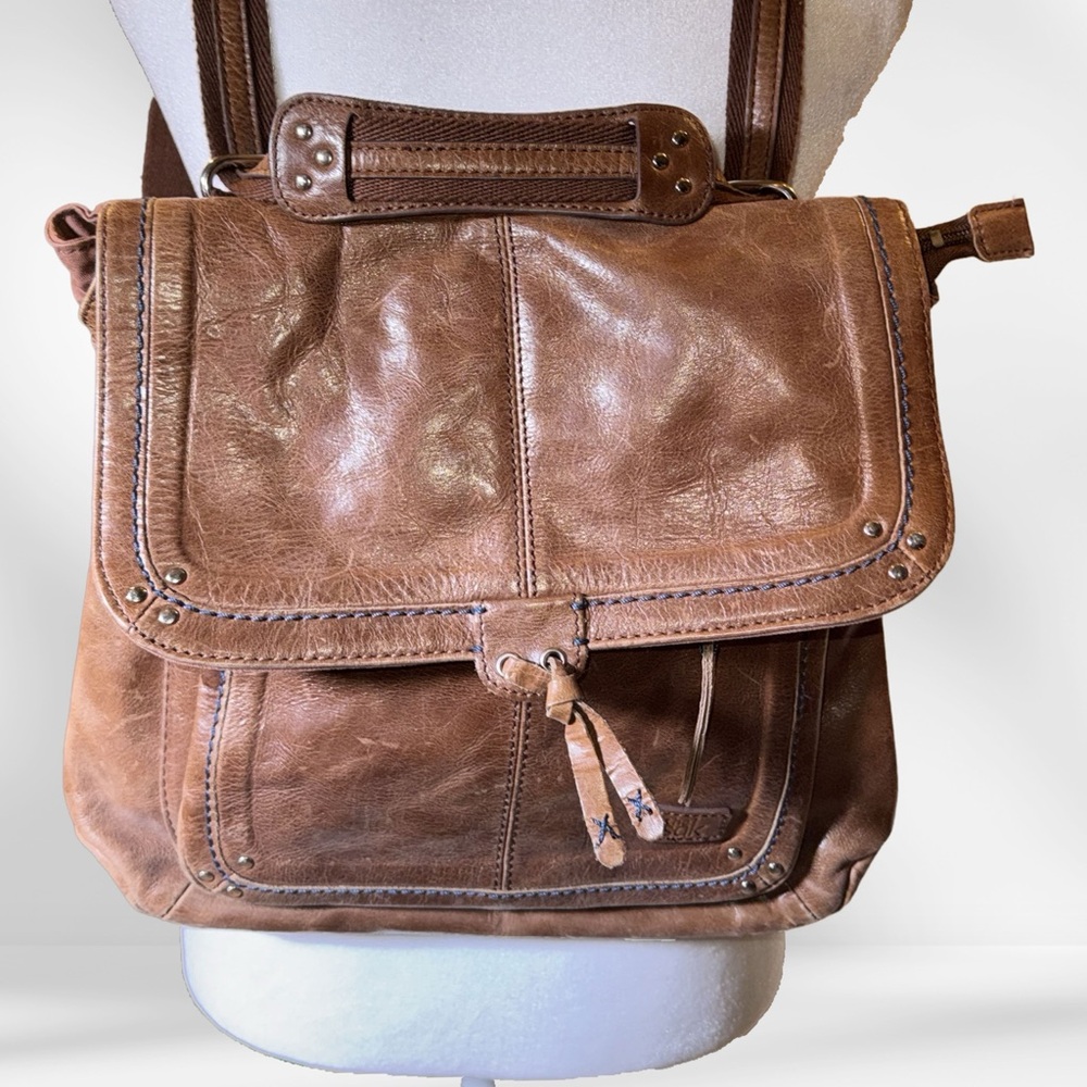 THE SAK Leather Ventura Backpack Distressed Convertible Brown Boho Crossbody Bag